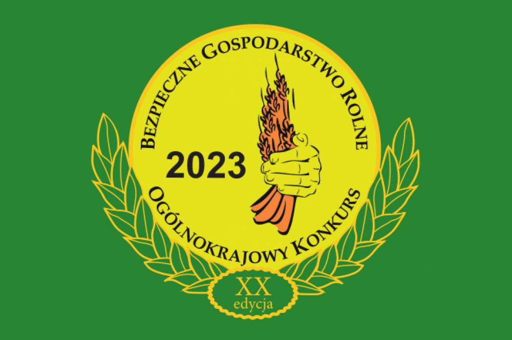 : Logotyp XX jubileuszowego Ogólnokrajowego Konkursu Bezpieczne Gospodarstwo Rolne.